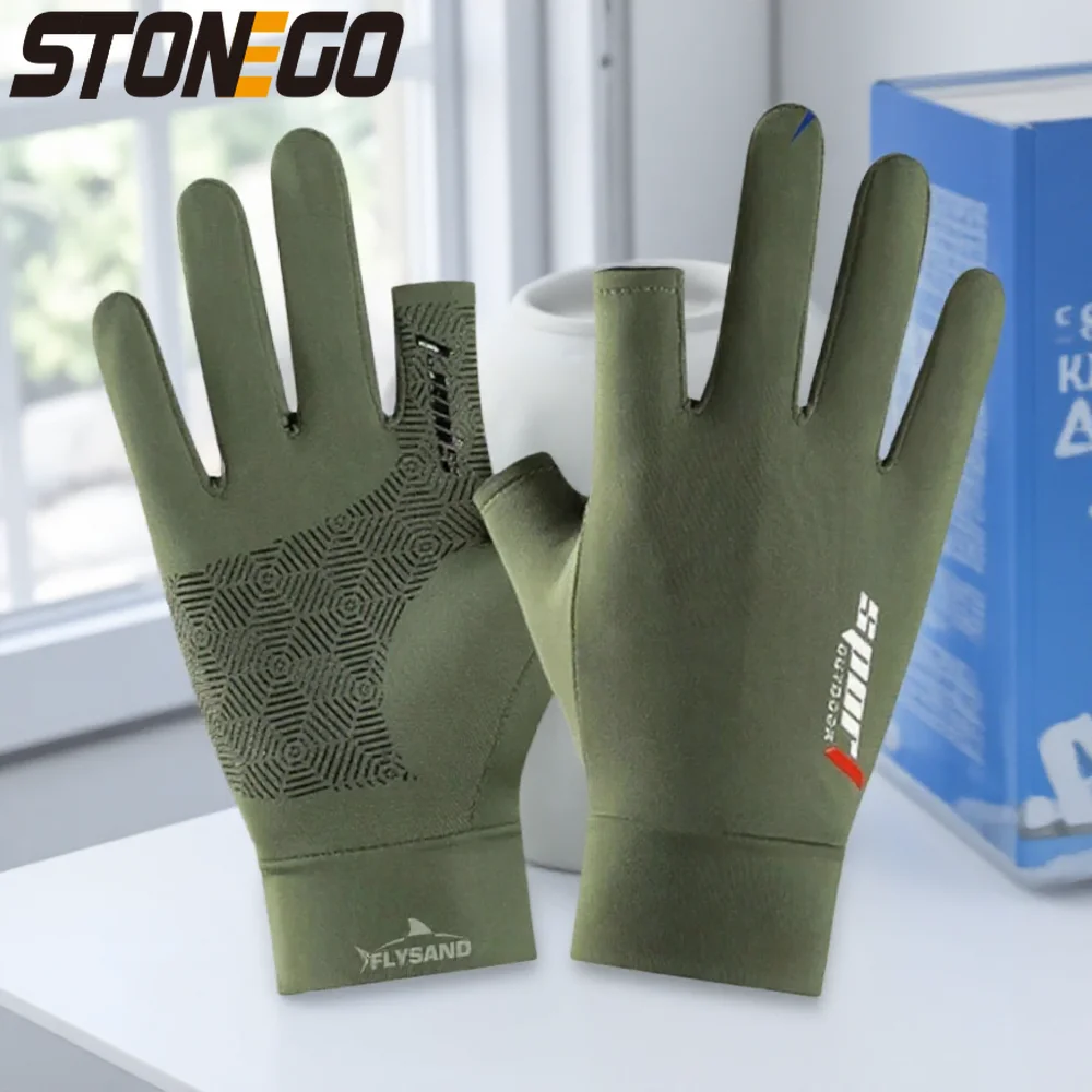 

Anti UV Fishing Gloves Breathable Sunscreen Skidproof Ice Cool Cycling Sports Gloves for Men Women