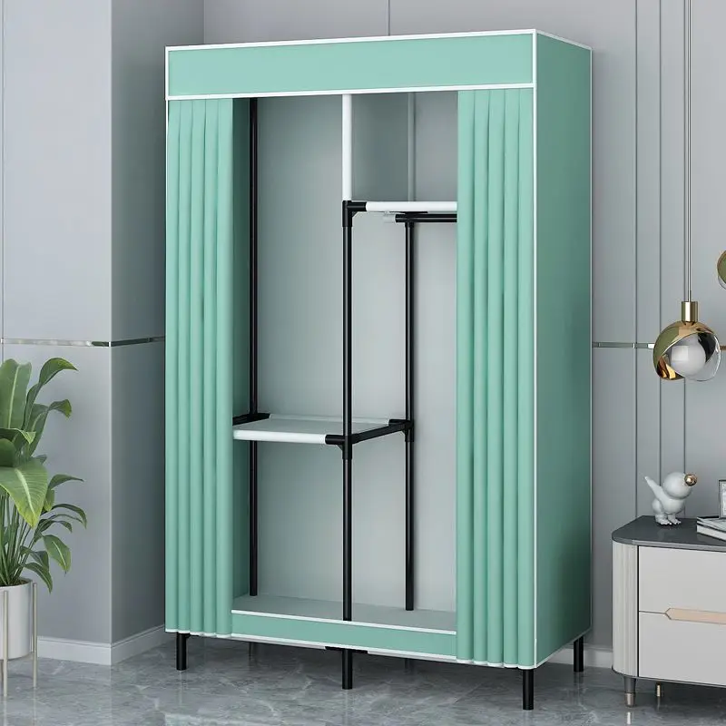 

Simple wardrobe household bedroom steel pipe bold reinforcement assembled cloth wardrobe rental room thickened vertical