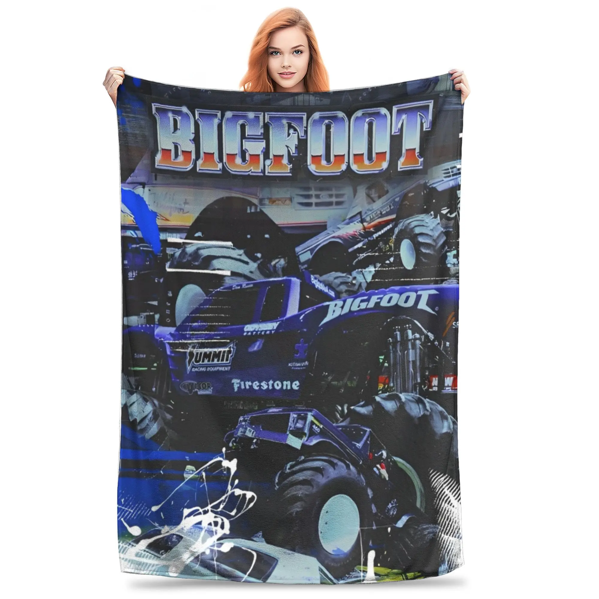 超暖かいスローブランケット、モンスタートラック、ディガー、グレイブンジャム、モーターブランケット、フランネル、ソファ、オフィスベッドカバー