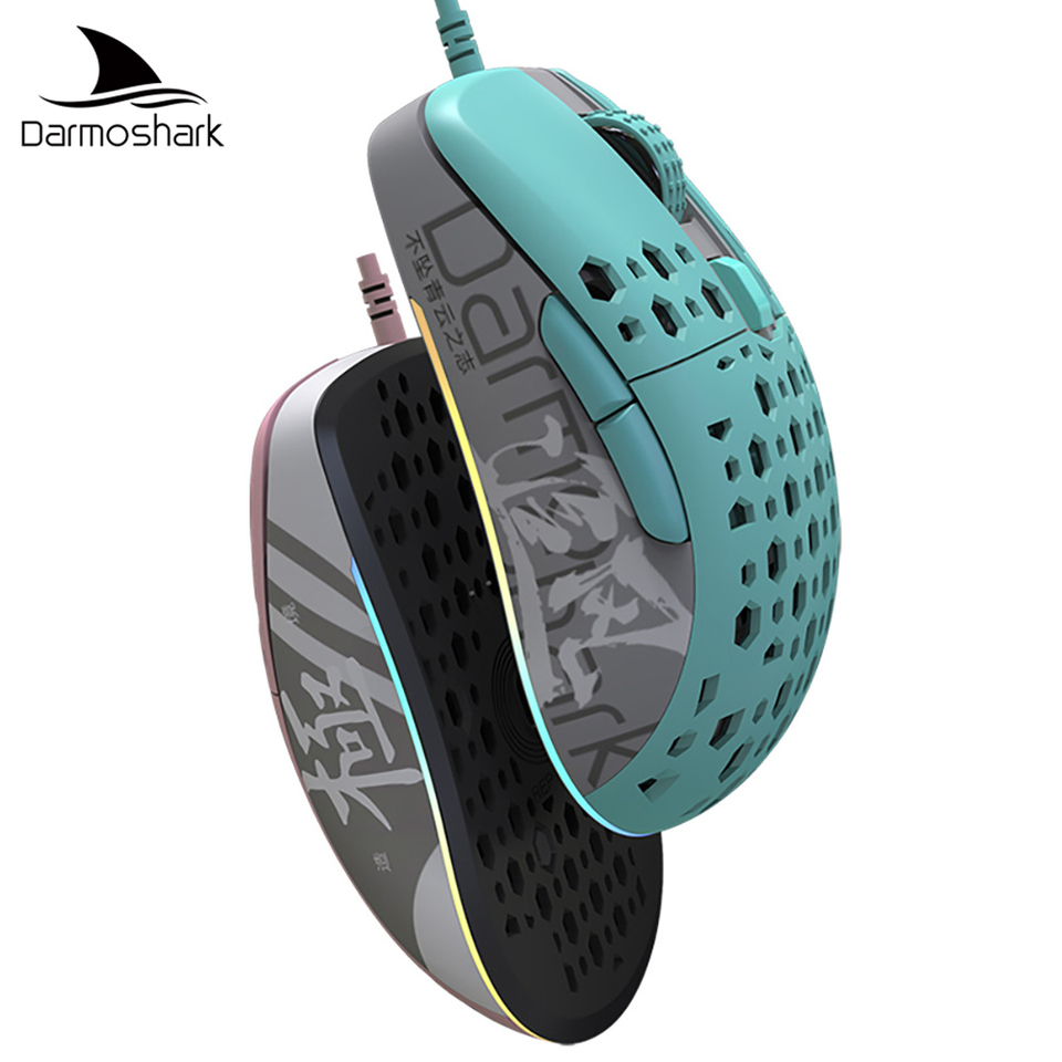  Darmoshark  M1 Gaming Mouse Wired PAW3389 16000DPI 8 Keys Hollow Design  Office Game Macro Mouse Lightweight For PC Laptop 