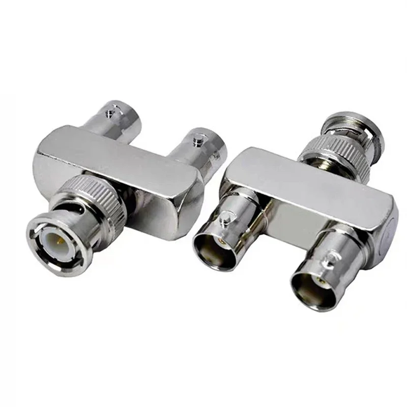 1PCS Q9 BNC Male Plug To 2x Double BNC Female Connector BNC Male To 2x Dual Female Tee Type 3Way Splitter Type Y Coax RF Adapter