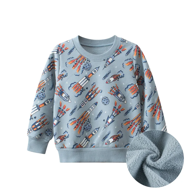 

Rocket Fleece Sweatshirts for Boys Cotton Winter Toddler Kids T-shirts Long Sleeve Tops Children's Clothes