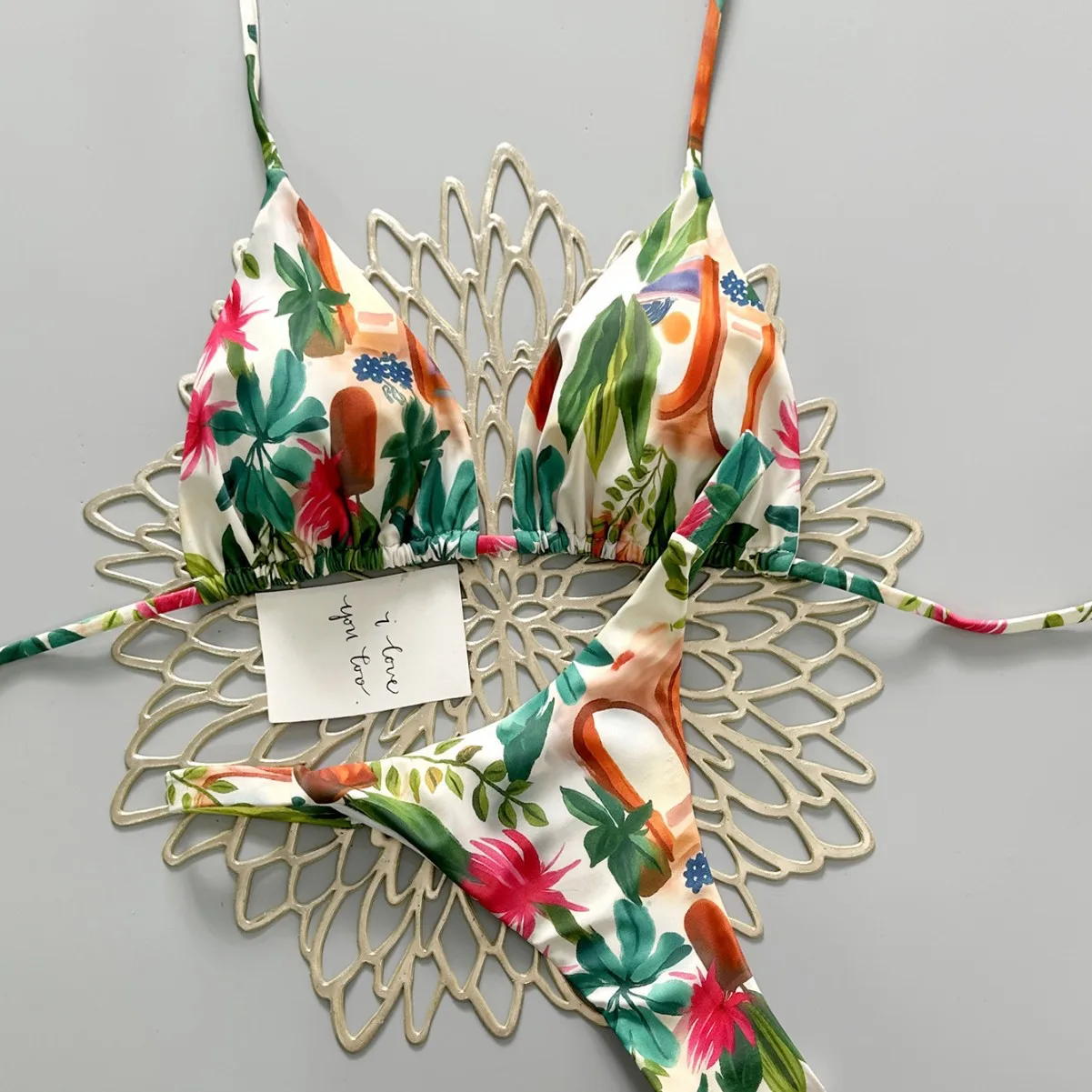 

2026 New Arrival Printed Bikini Sexy Backless Vacation Style Split Swimsuit for Women