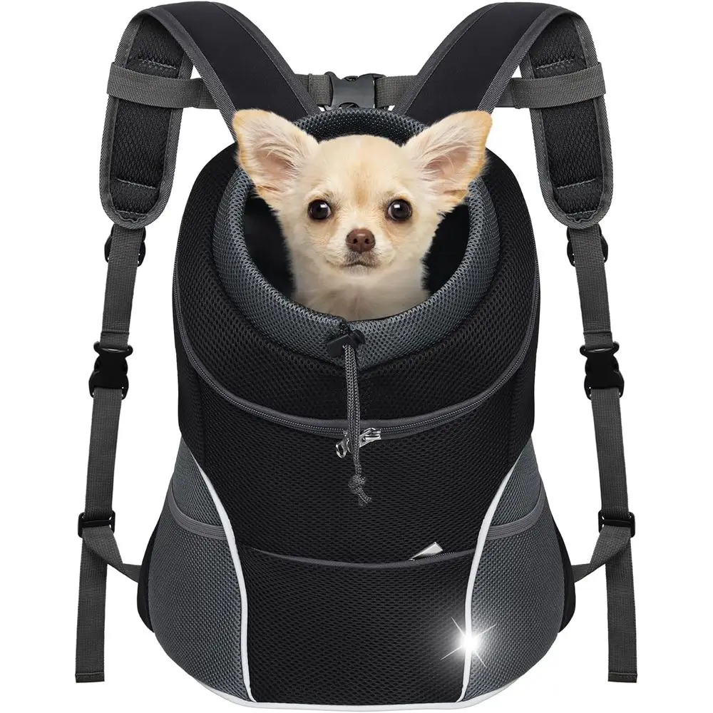 

Дышащий рюкзак-переноска для собак, регулируемый для маленьких собак и кошек, вентилируемый, с ремнем безопасности, легкий, для походов и прогулок на природе