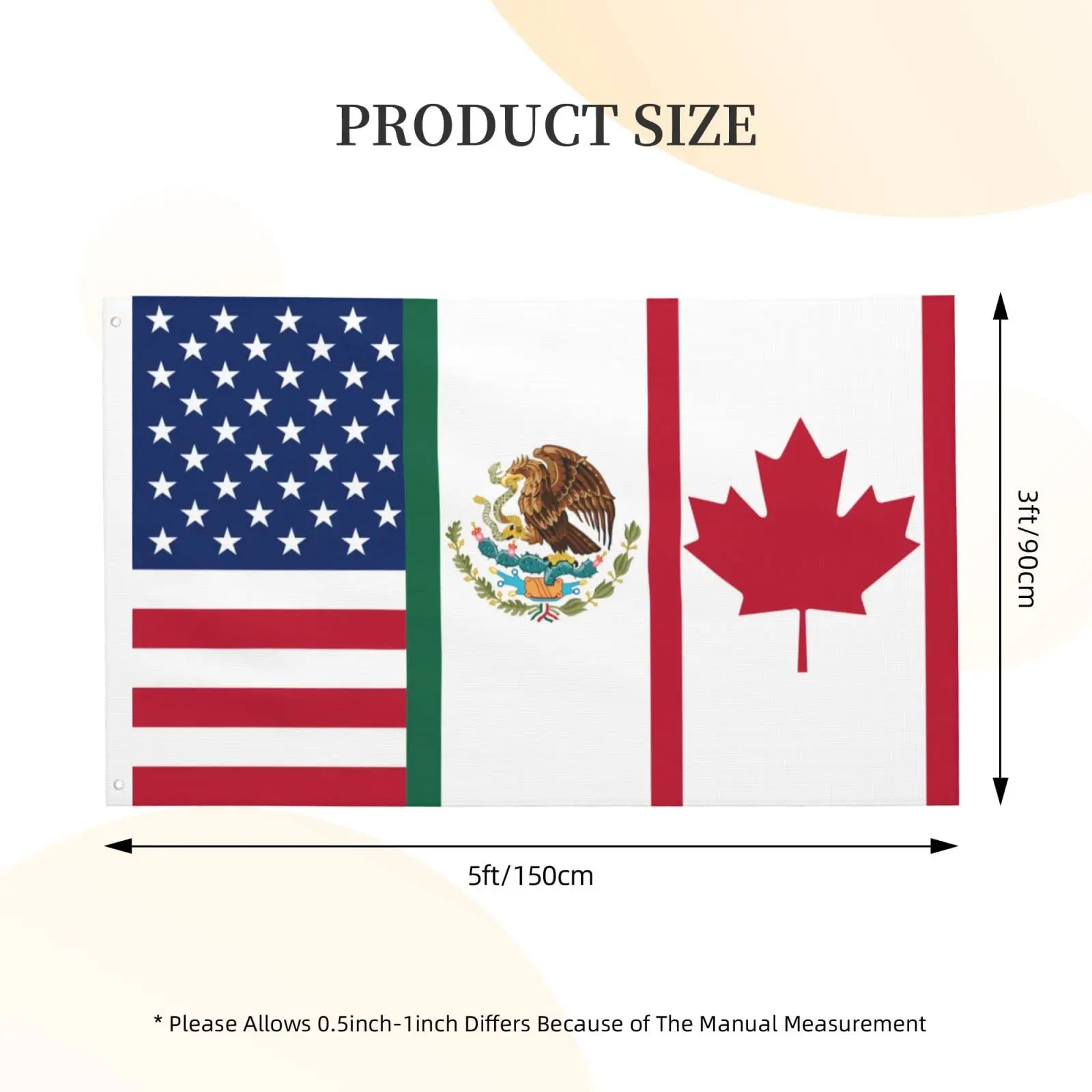 Flagnshow 100% Polyester North American USA Canada Mexico Flags