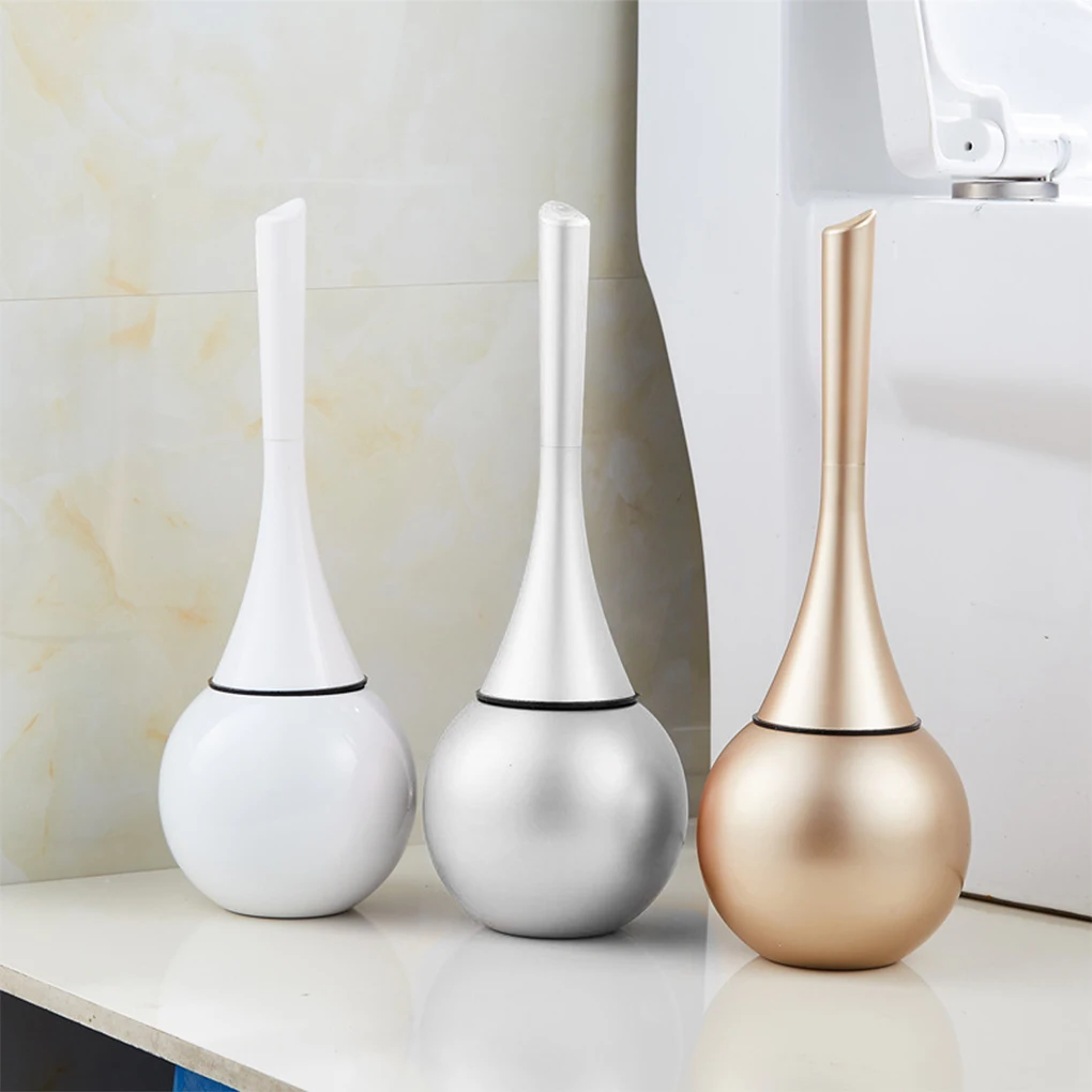 Easy To Clean Bathroom Toilet Brush And Holder Set Functional Accessories Sturdy Construction Modern champaign gold