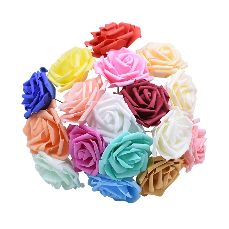 

10/20/30Pcs 8cm Foam Artificial Flower Artificial Rose DIY Bride Bouquet For Wedding Home Party Decorations Scrapbook Supplies