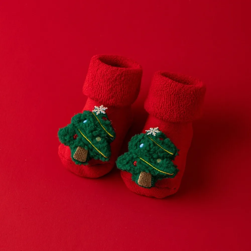 Soft Cotton Newborn Socks Red 0-3years Girls Boys Warm slippers Santa Claus Children Sock Autumn Winter