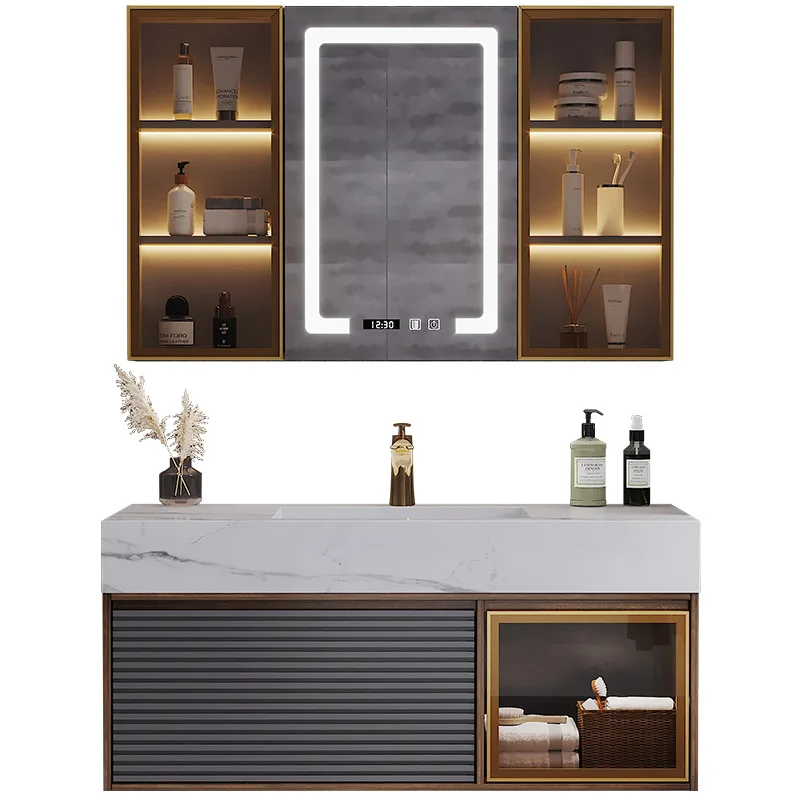 

Роскошный шкаф для хранения в ванной комнате, зеркало, туалетный столик для ванной комнаты с раковиной