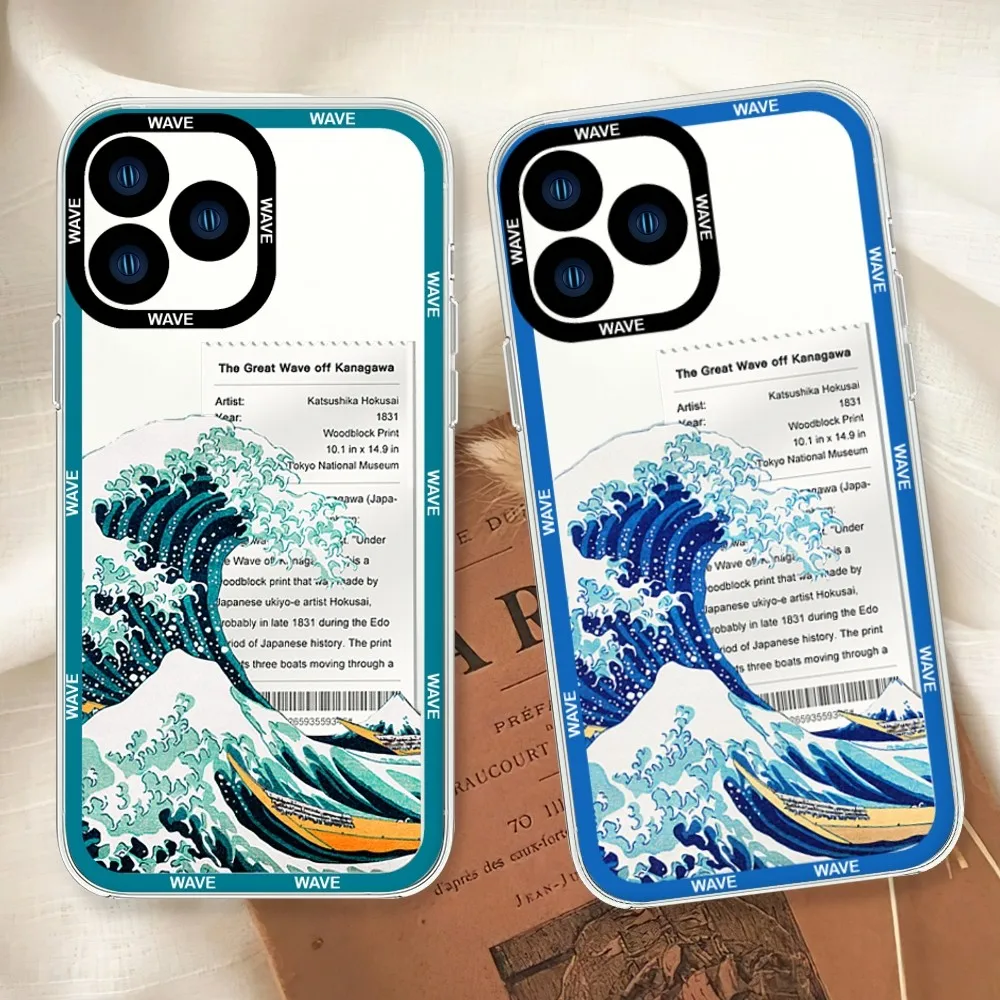 The Great Wave Off Kanagawa Phone Case For iphone 11 12 13 14 15 Mini Plus Pro Max Transparent Shell