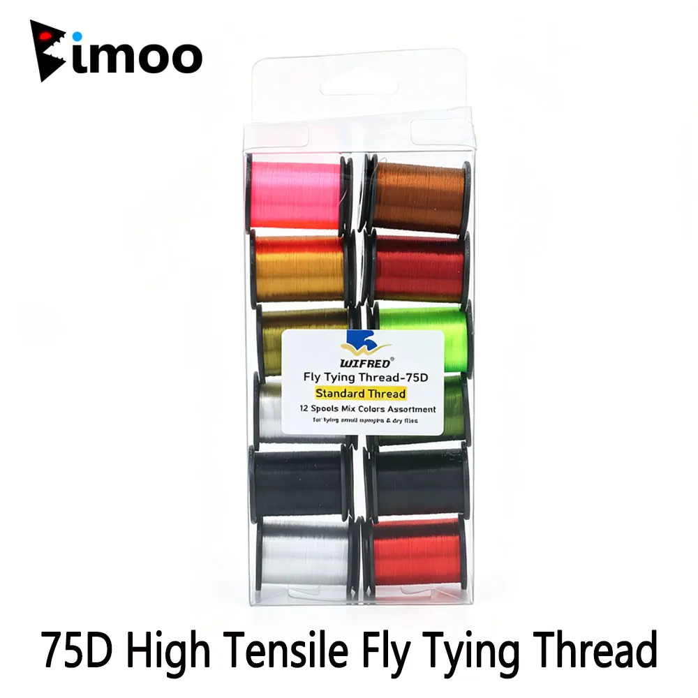 

12Spool Mix 75D High Tensile Fly Tying Thread #14~#22 Dry Wet Nymph Fly Tying Material High Strength Smooth Waxed Nylon Line