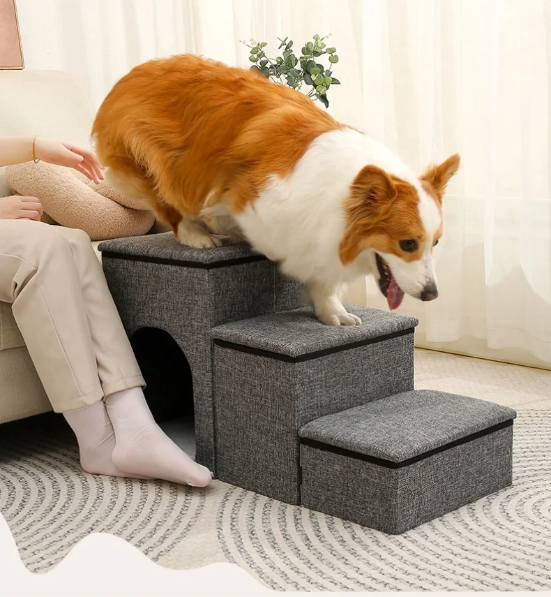 3 Steps Multi Functions Folding Dog Puppy Cat Ramp Ladder Foldable Storage Pet Stairs