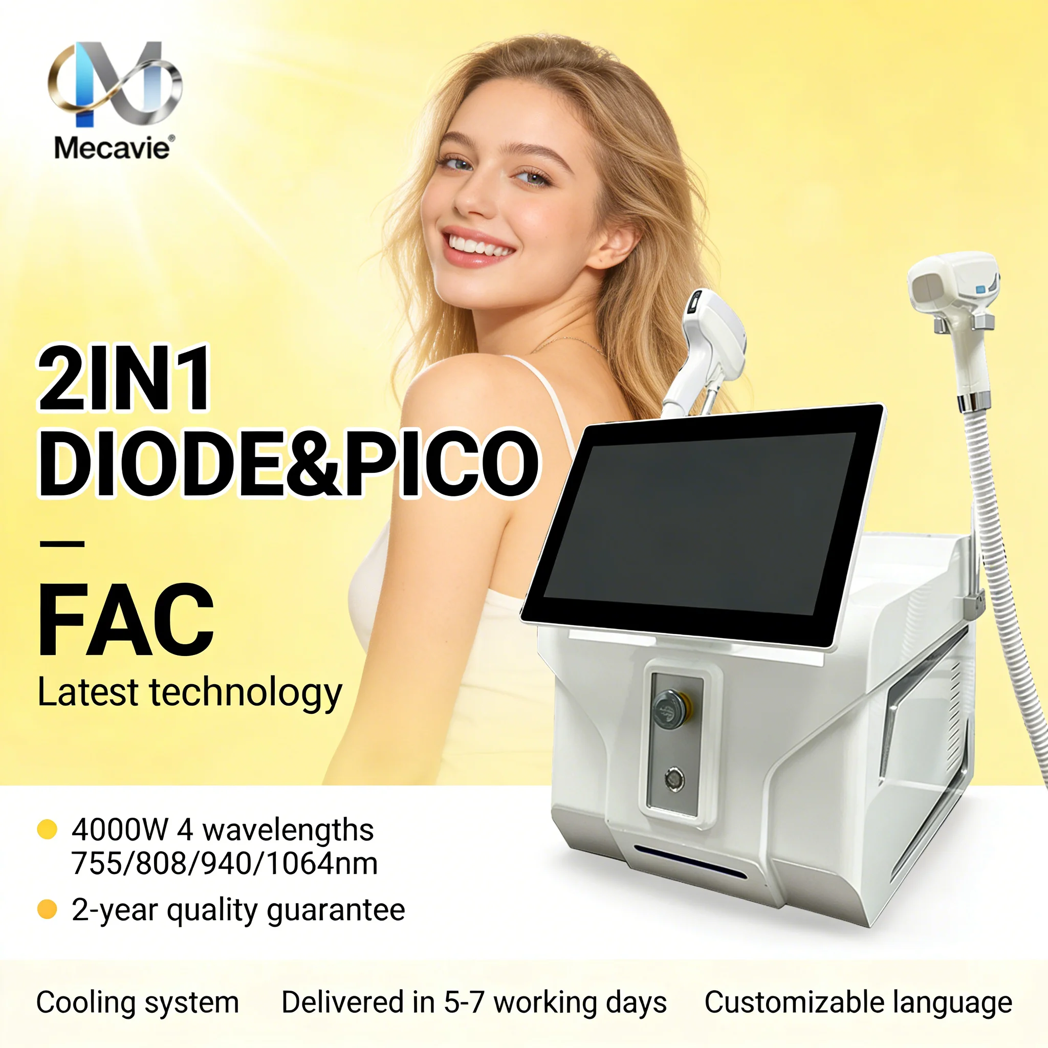 

Лазерный диодный аппарат Soprano 2-в-1, 4000 Вт, 755 нм, 808 нм, 1064 нм, для удаления волос и татуировок, с системой ледяного охлаждения, профессиональное устройство