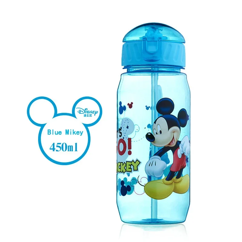 Disney Straw Cup Marvel Captain Mikey Minnie Mouse Sofia Childen Cartoon Portable Water Cup Bottle Boy Girl Gift 450ML