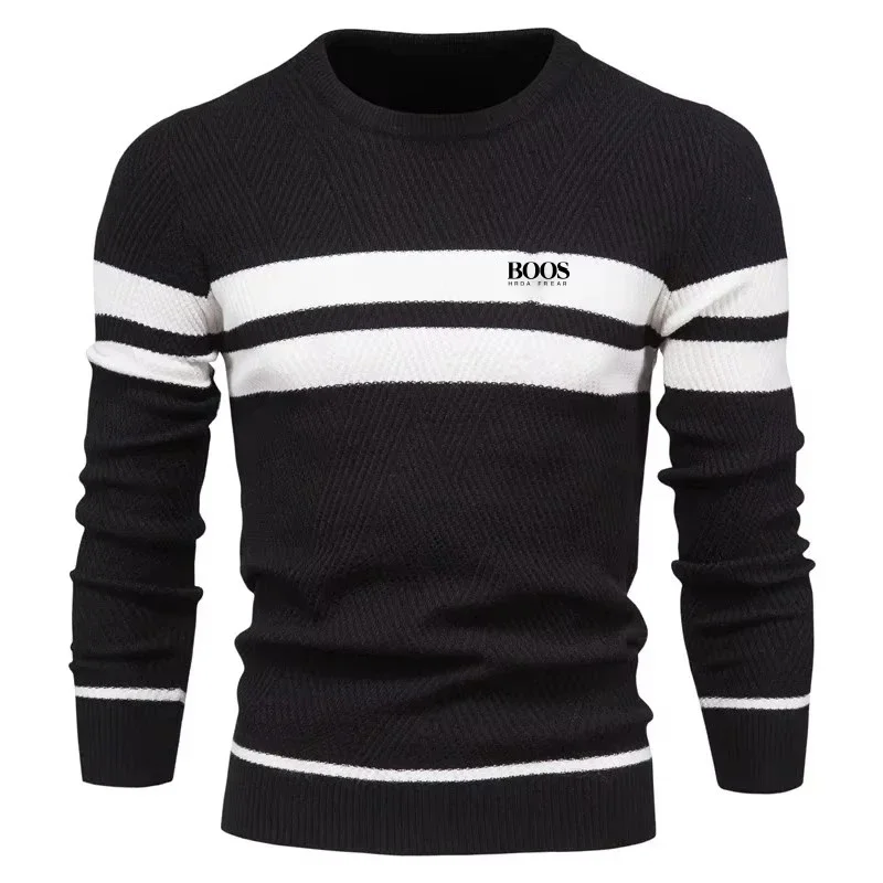 New Autumn Pullover Men's Sweater O-neck Patchwork Long Sleeve Warm Slim Sweaters Men Casual Fashion Sweater Men Clothing