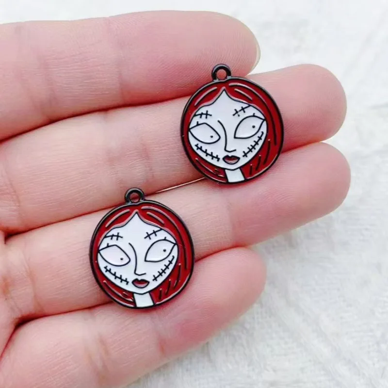 10pcs Halloween Ghost Festival DIY Alloy Drip Oil Pendant Ghost Couple Pendant Earrings Keychain Bracelet Accessories image 4
