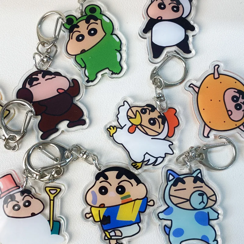 Kawaii Crayon Shin-Chan Key Chain Pendant Bag Accessories Acrylic Decoration Keyring Birthday Gifts Girlfriend Toys