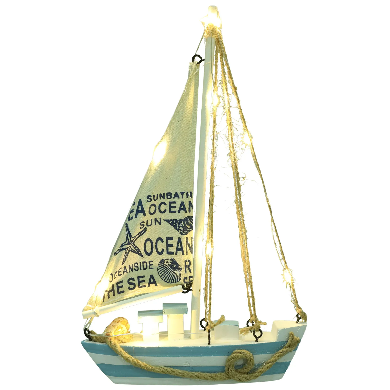 

Wooden Sailboat Nautical Craft Mediterranean Style Sailing Ship Decoration Lightweight Sailboat Decor for Home Office Bedroom