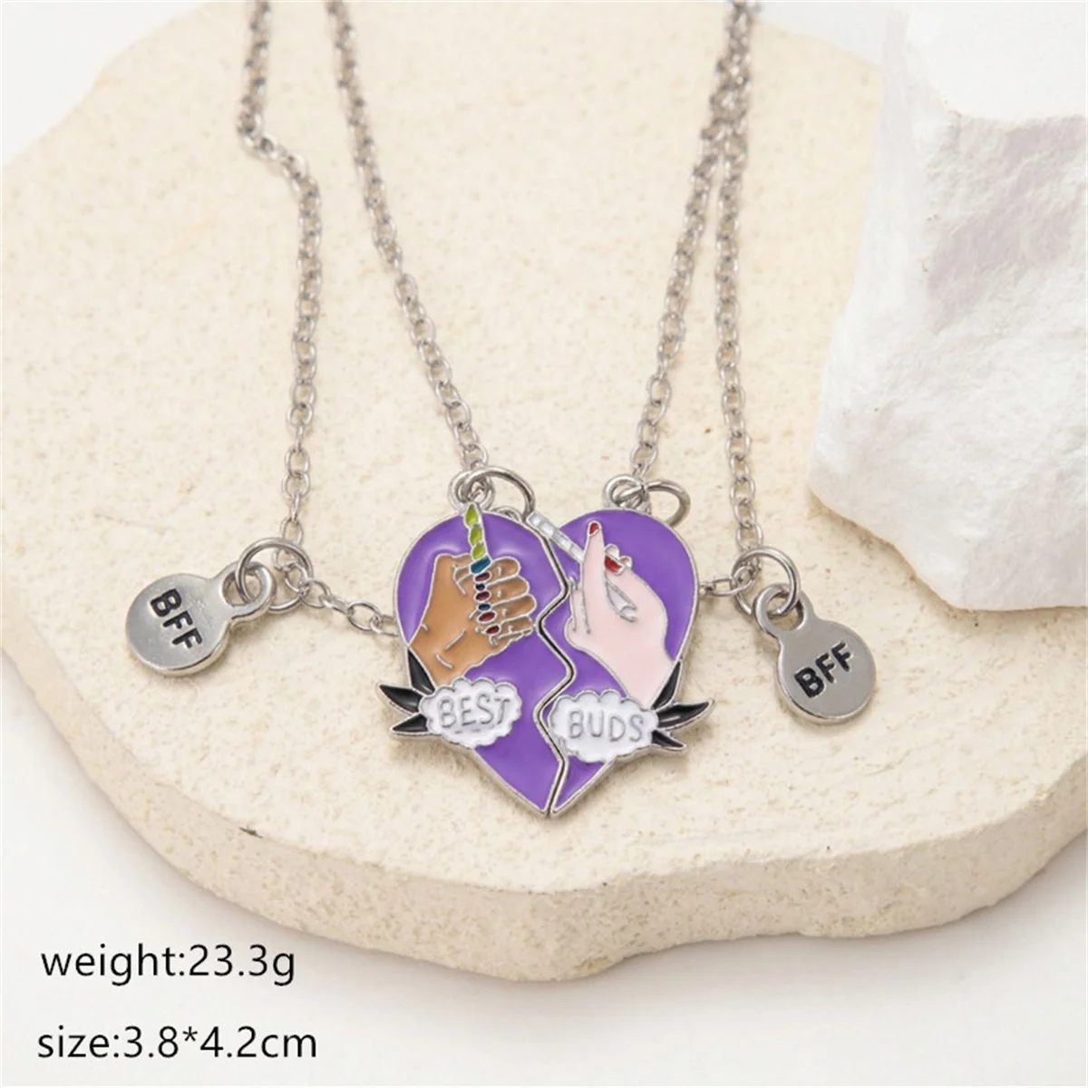 2 Stück, niedliche und einzigartige Herzförmige Magnetkette, süßer Anhänger, Schlüsselbein-Kette, Accessoire, Geschenk für Freunde, Familie, Paare. – Detail 6