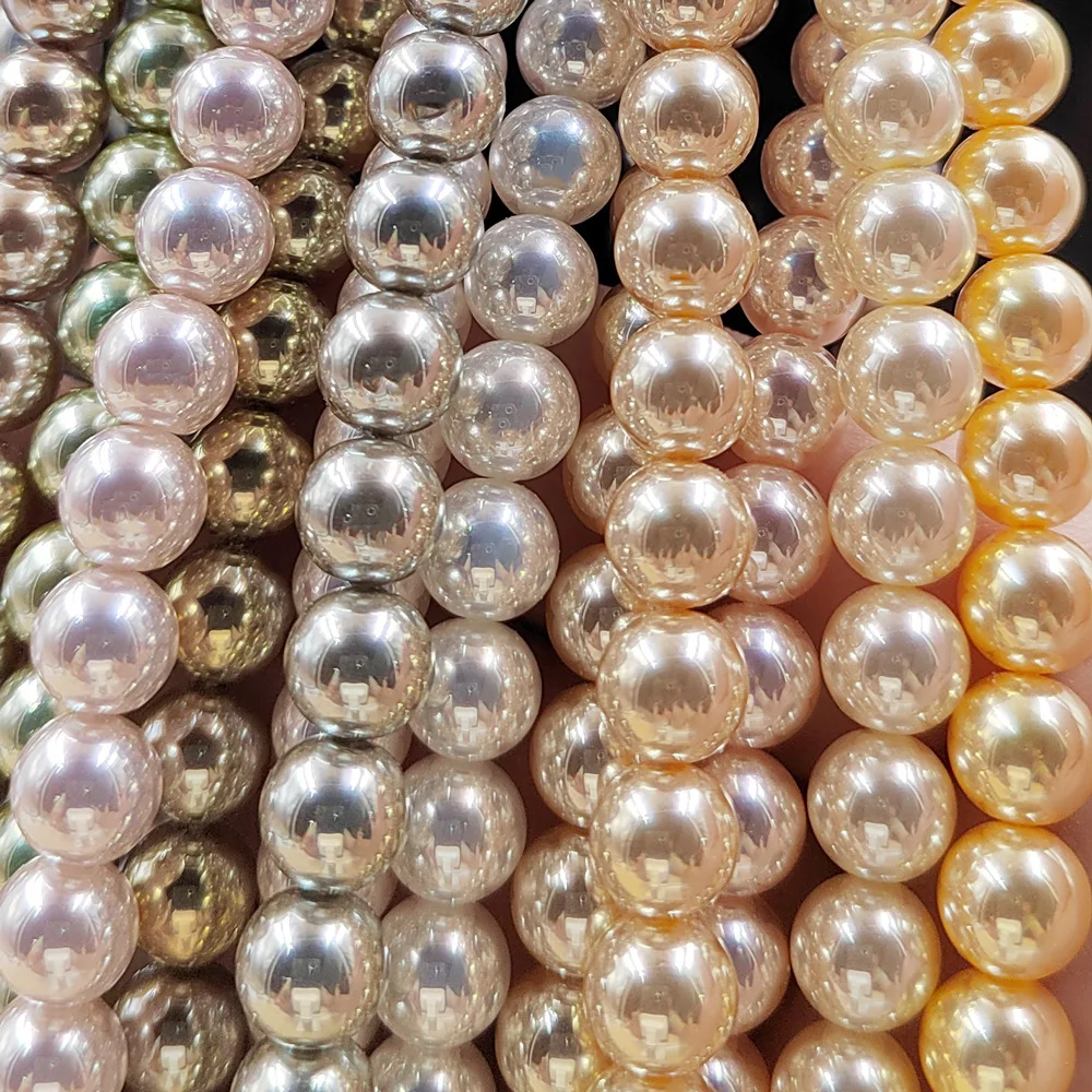 8 مللي متر مطلي لامعة أورورا اللؤلؤ متعدد الألوان الزجاج تقليد اللؤلؤ قلادة سوار الملابس والاكسسوارات DIY بها بنفسك #3