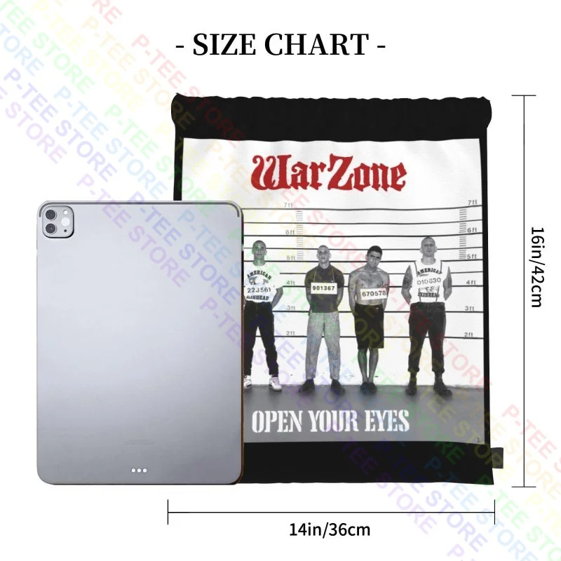 2021 Warzone Open Your Eyes American Hardcore Punk Band Drawstring Bags Gym Bag Foldable Lightweight