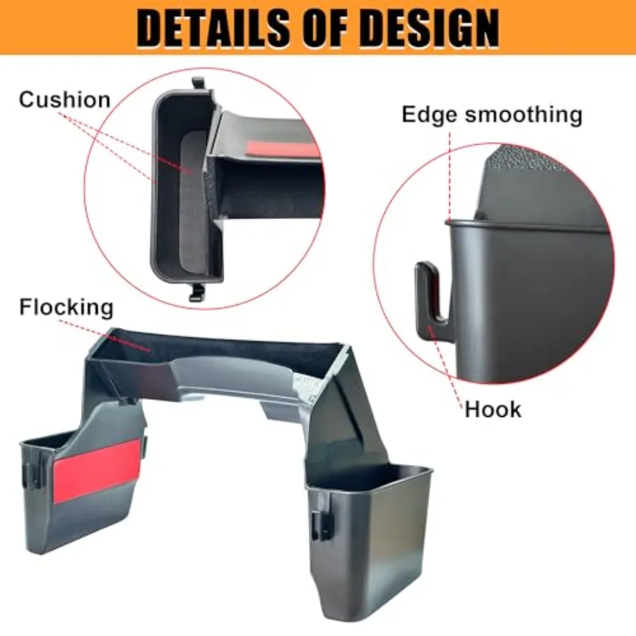 4 Hooks Center Console Organizer Gear Shift Tray 3 PCS All Lined for Jeep Wrangler JL JLU 4xe 2026 2025-2018 and Jeep Gladiator - view 5