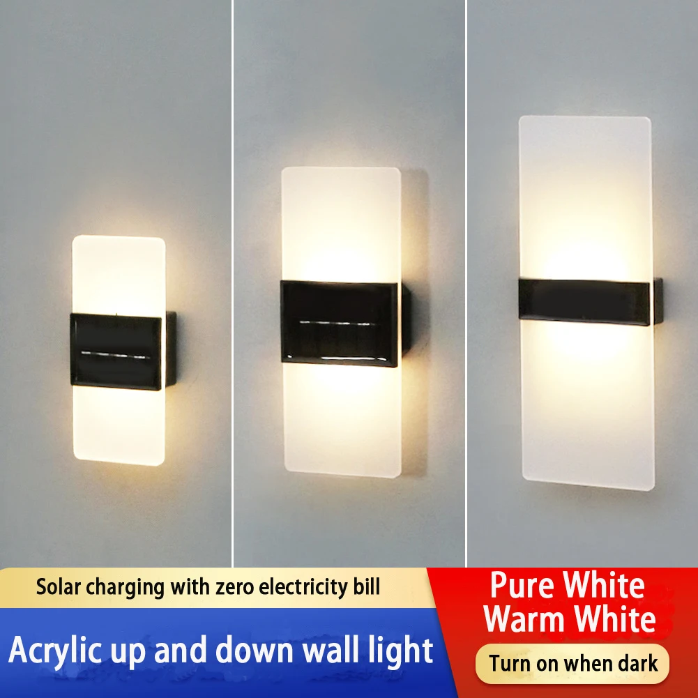 Applique Murale Solaire LED, Trois Types, Taille IP65, Étanche, Extérieur, Minimalisme Moderne, Lampes AAA 1.2V, Batterie 600mAh, Matériel Extérieur