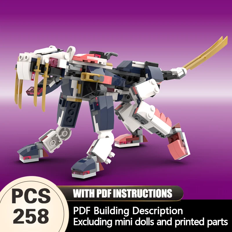 Creators Animal Series Model MOC Building Bricks Mecha Sabertooth Tiger Modular Technology Gifts Holiday Assemble Children Toys
