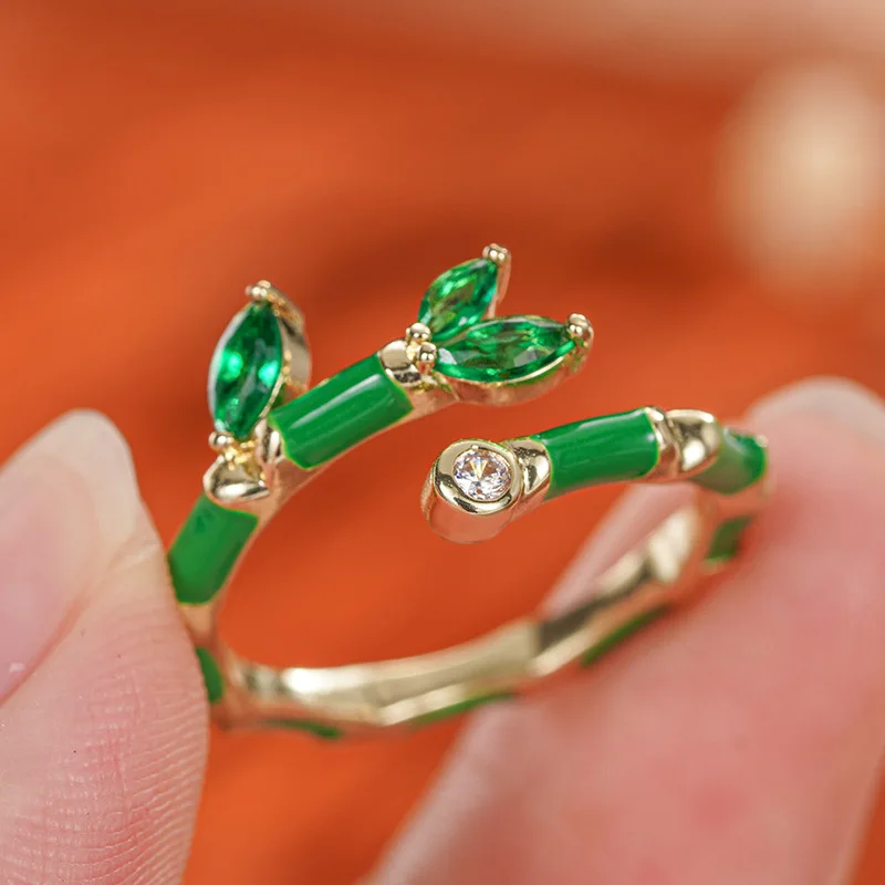 European and American Creativity Continues To Rise, Accessories Are Fresh and Dripping with Oil, Bamboo Knot Opening Ring