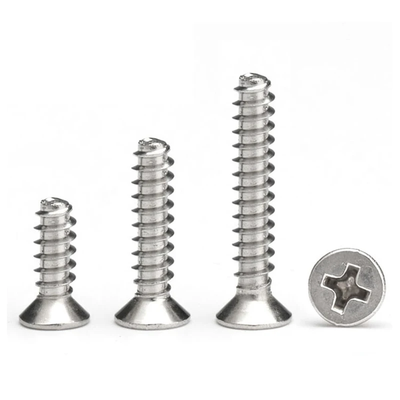 100pcs/ lot Cross Recessed Countersunk Head Self-tapping Screws Nickel Plated Carbon Steel M1 M2 M2.6 M3 M4 Flat Phillips Screw