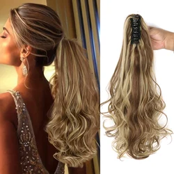 22 Inch Claw Clip In Wavy Ponytail Extension Synthetic Fiber Hair Piece Long Wavy Ponytail Extensions For Women Girls