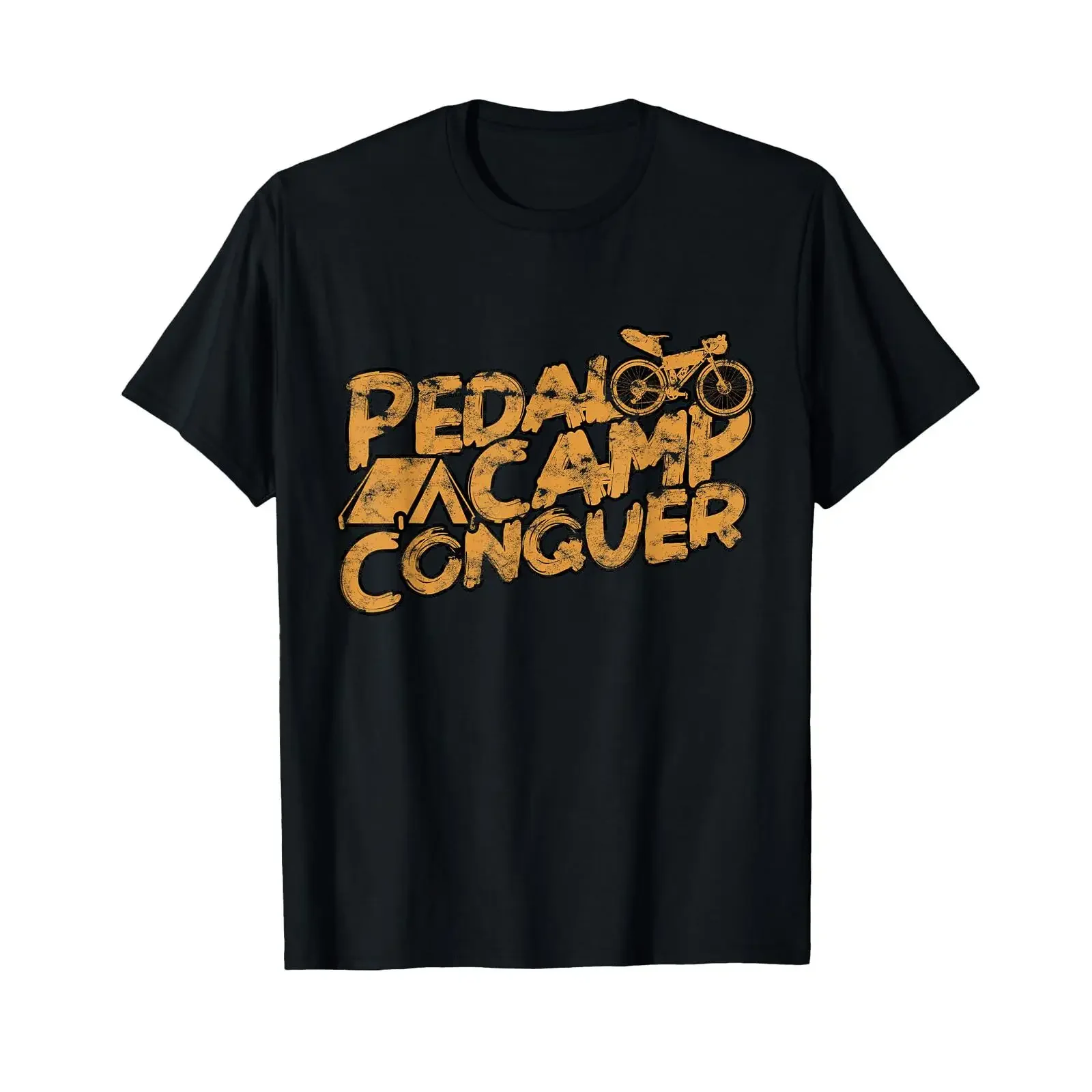 Bikepacking Bicycle Pack Gravel Bike Cycling T Shirt black vintage Washed graphic Soft Top For Everyday Wear fashion Casual
