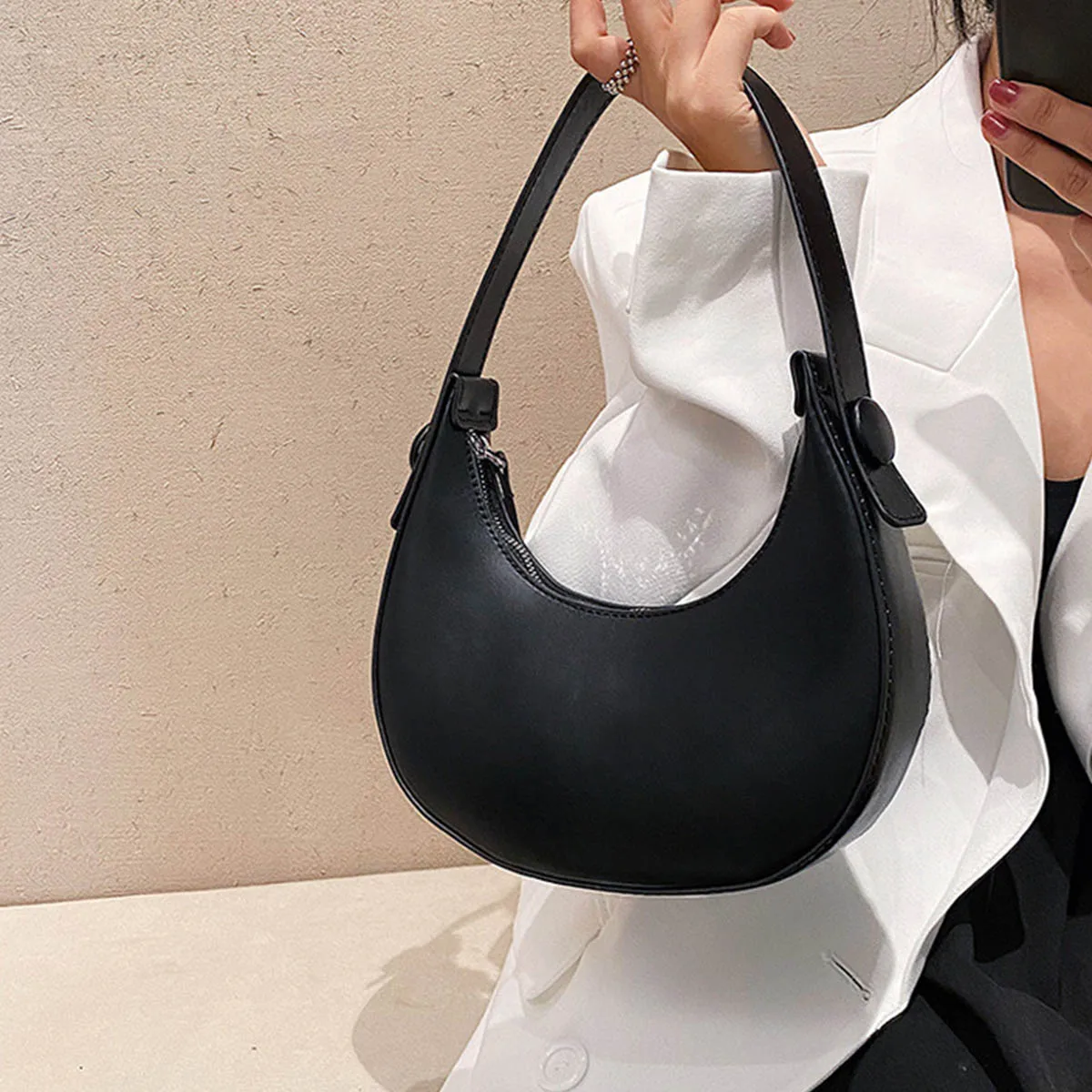 2024 Fashion Armpit Bags for Women Cute Half Crescent Bag Leather PU Purses and Handbags Designer Shoulder Bag Small Hand Bag