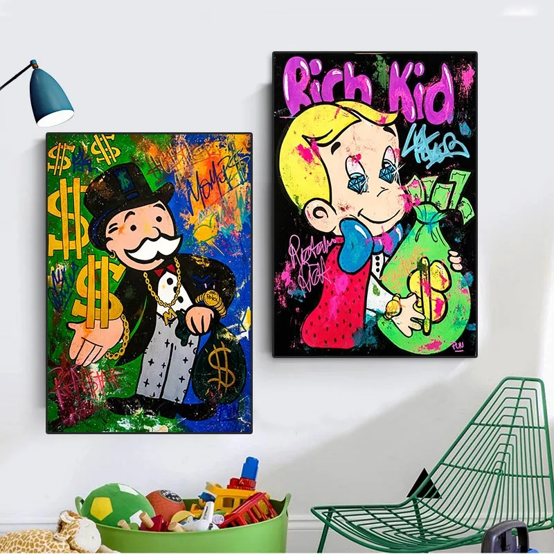 Rich Kid Alec Poster Richie Canvas Painting Diamond Hands  Cavnas Paper Home Decor Wall Art Money Prints Monopoly Man Modern Art