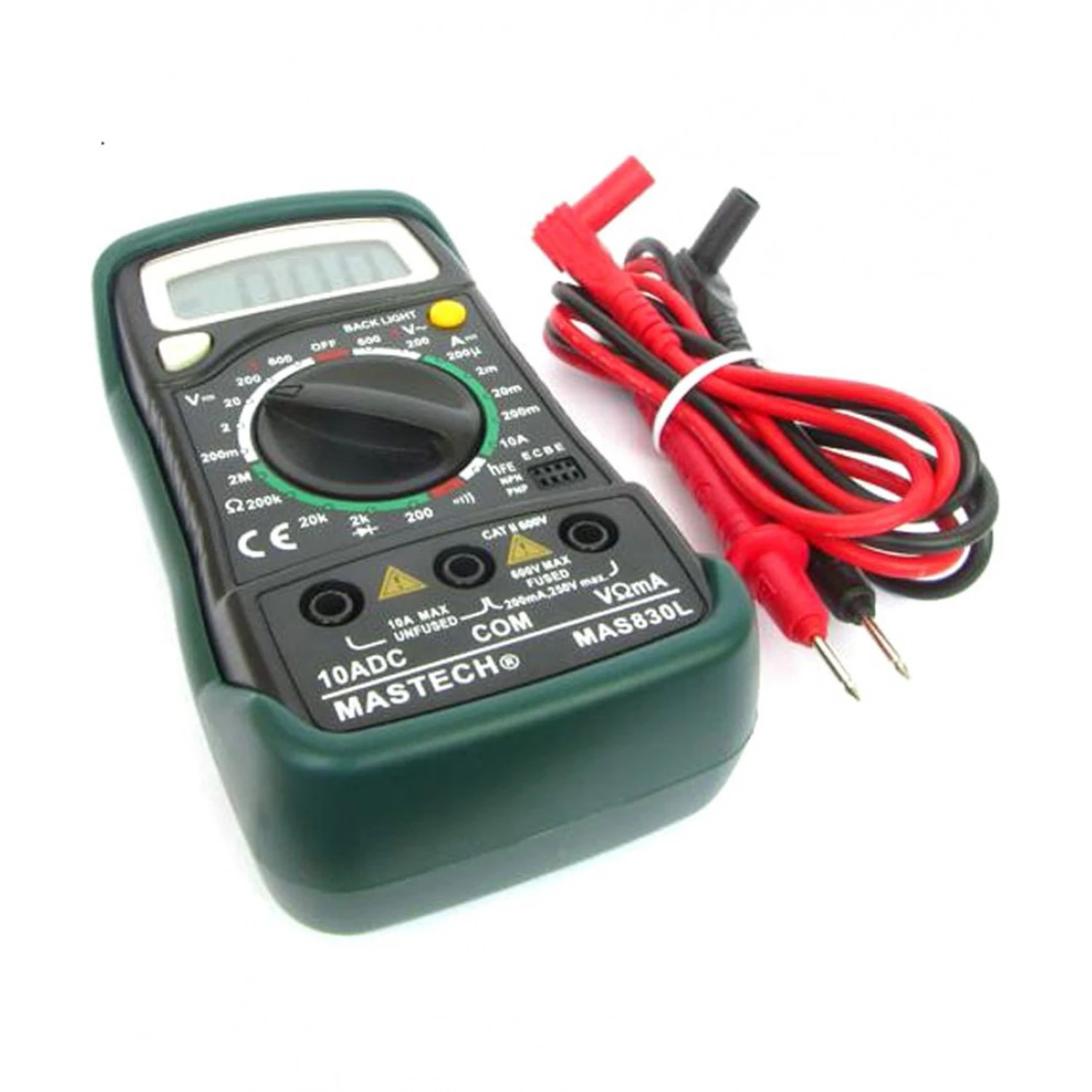 MASTECH MAS830B MAS830L MAS838 Multímetro digital Pantalla de 2000 recuentos; Zumbador de continuidad Menos de 70 ± 30Ω Pantalla de batería baja.