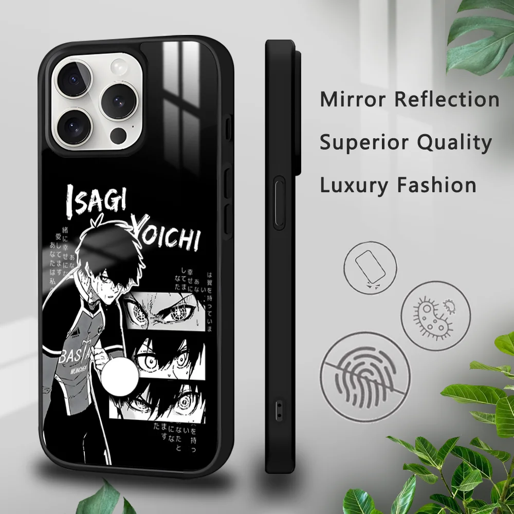 B-Blue L-Lock Anime Phone Case For iPhone 16 15 14 13 12 11 Pro Xs Max Mini Plus Celulares Hard Funda