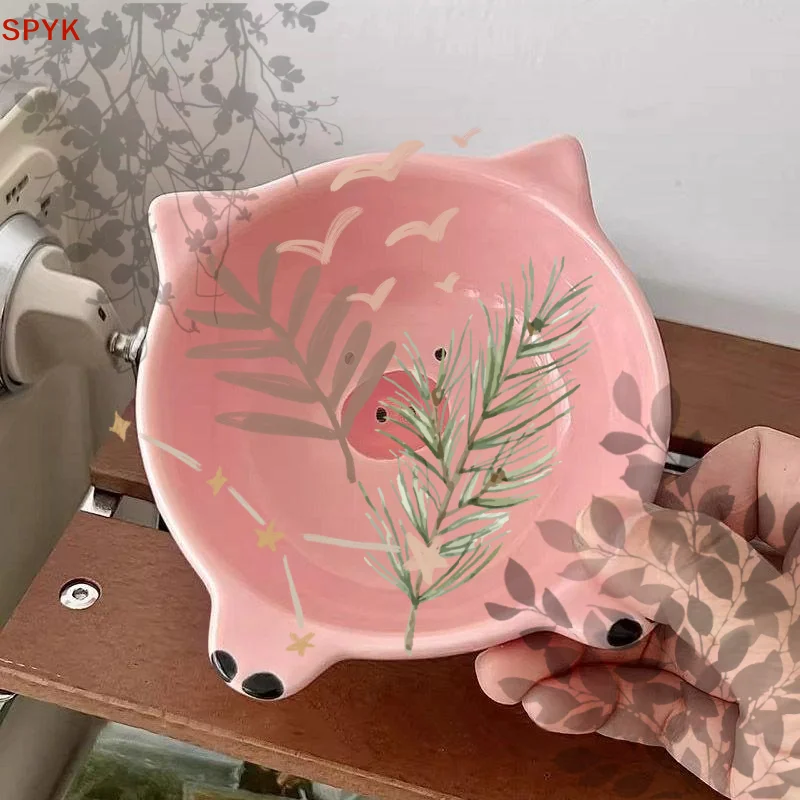 Ins Cute Cartoon Pig Ceramic: Sauce Dish Snack Bowl Hot Pot Dipping Household Daily Dining