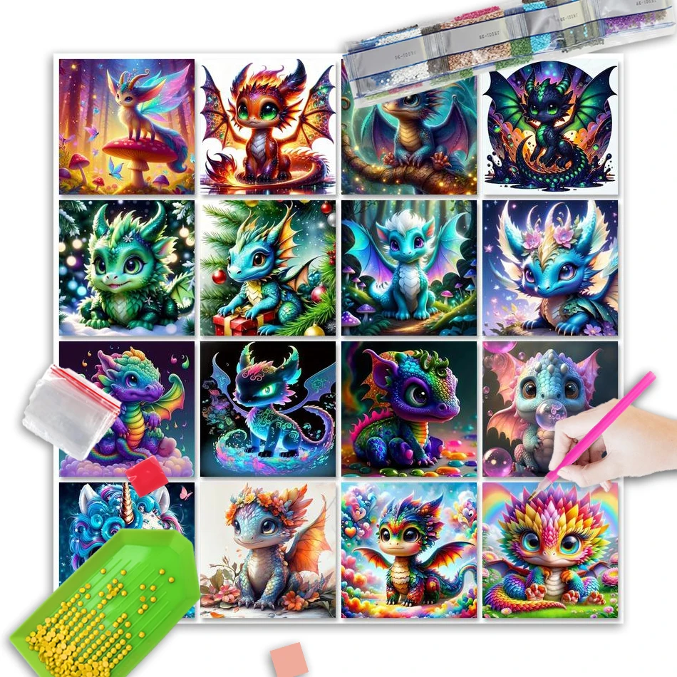 

PhotoCustom 5d Full Drill Square Diamond Painting Animal Diamond Embroidery Dragon Picture Of Rhinestones Home Decor Diamond Art