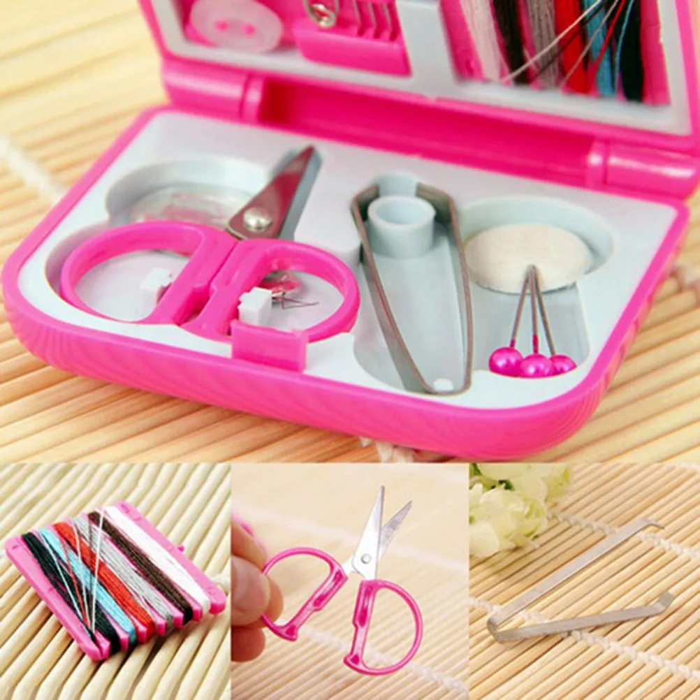 Mini Portable Sewing Kit Travel Box Compact Design Home Essentials DIY Needle Tools Kit Random Color Sewing Box
