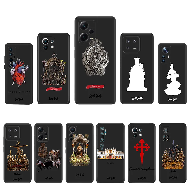 Matte Phone Case for Redmi Note13 Pro 5G 4G Note 12 12c 13c Xiaomi 12X 12T 13 Lite Virgin Mary Jesus Church Black Soft Cover