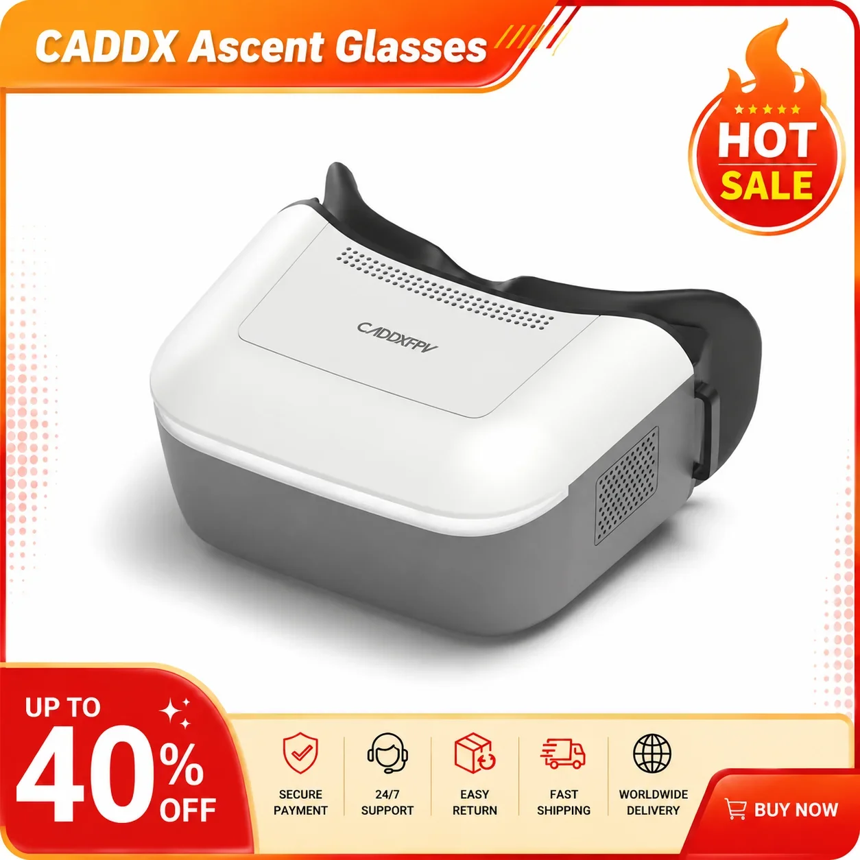 Original CADDX Ascent Lite FPV Goggles 5.8G Digital HD Receiver Glasses Video Headset for FPV Racing Drone RC Quadcopter