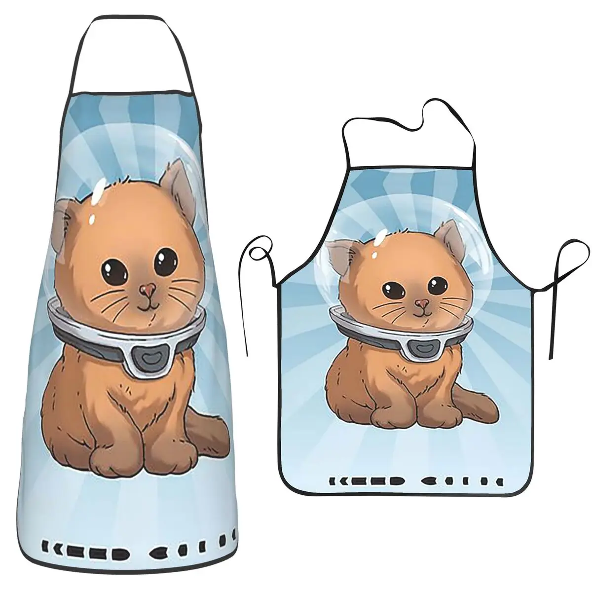 

Keep Calm Kitty Aprons Chef Cooking Baking Tablier Waterproof Bib Kitchen Cleaning Pinafore for Women Men Gardening