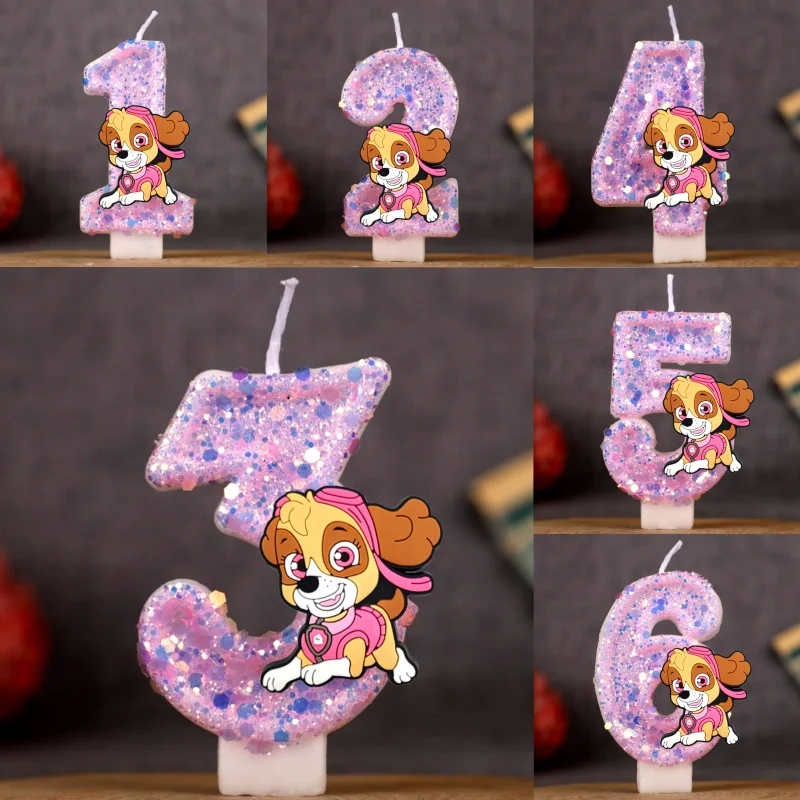 Cartoon Paw Patrol Theme  Candle 0-9 Number  Birthday Cake Anniversary Party Baby Shower  Candles Scene Decoration Supplies