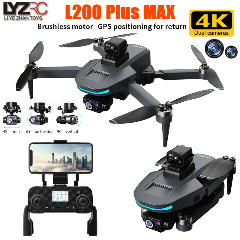 L200 Plus MAX 4K Профессиональный радиоуправляемый дрон с 3-осевым подвесом 5G WIFI GPS 360 °   Квадрокоптер FPV с оптическим потоком для предотвращения препятствий