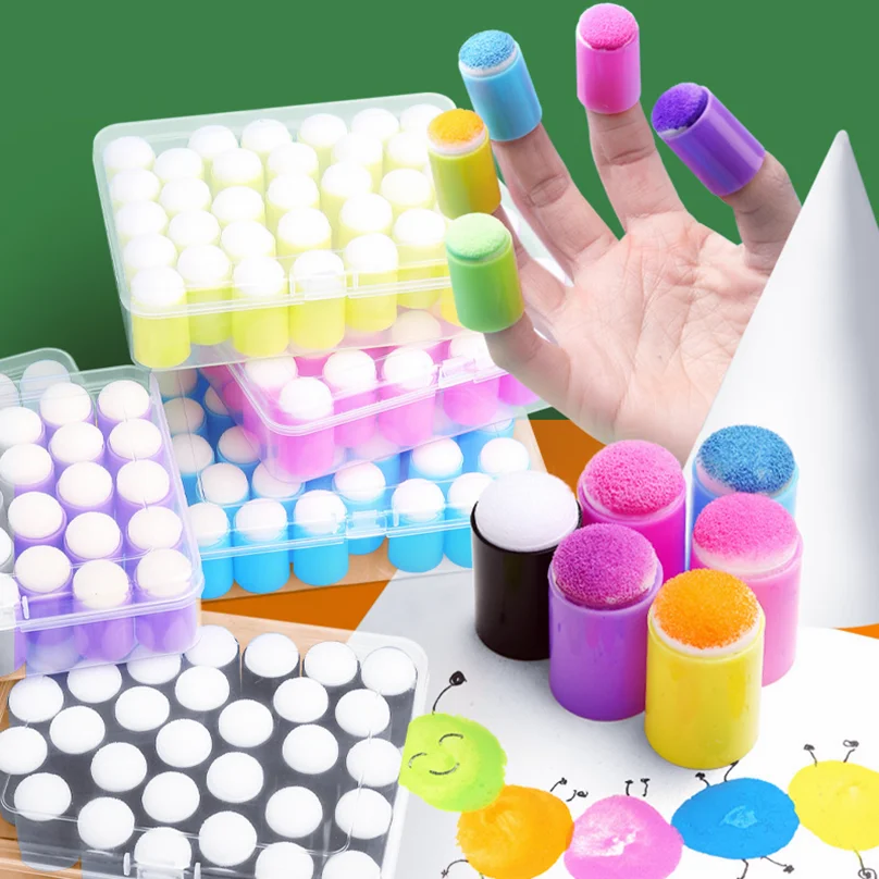 DIY 공예 손가락 스펀지 도포기 세트, 카드 제작용 손가락 페인팅 스펀지, 스탬핑, 얼굴 페인팅 템플릿