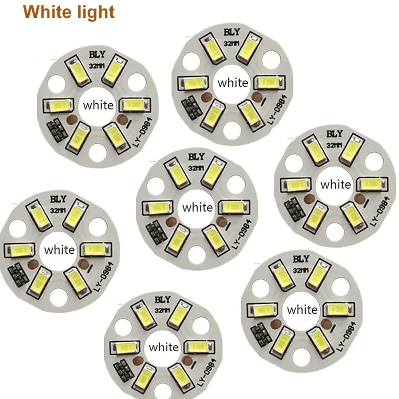 Bombilla de placa de cuentas de lámpara de Color de alto brillo, fuente de luz de transformación redonda, diámetro de 32MM, luz blanca y cálida, 5730SMD, 3W, 5V, 1pc