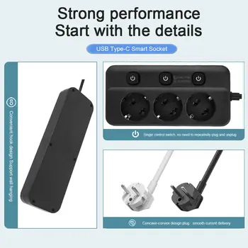 Prodlužovací kabel s více odbočkami, zástrčka EU, prodlužovací kabel, elektrický nezávislý ovládací spínač, síťový filtr, adaptér 6 nejlepší prodej hlavní podřízená zásuvka - №1