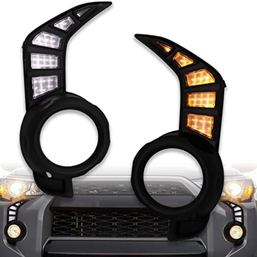 

Switchback White/Amber LED Front Fog Daytime Running Lamp w/Dynamic Flash LED Turn Signal light Feature For Toyota 4Runner 2014