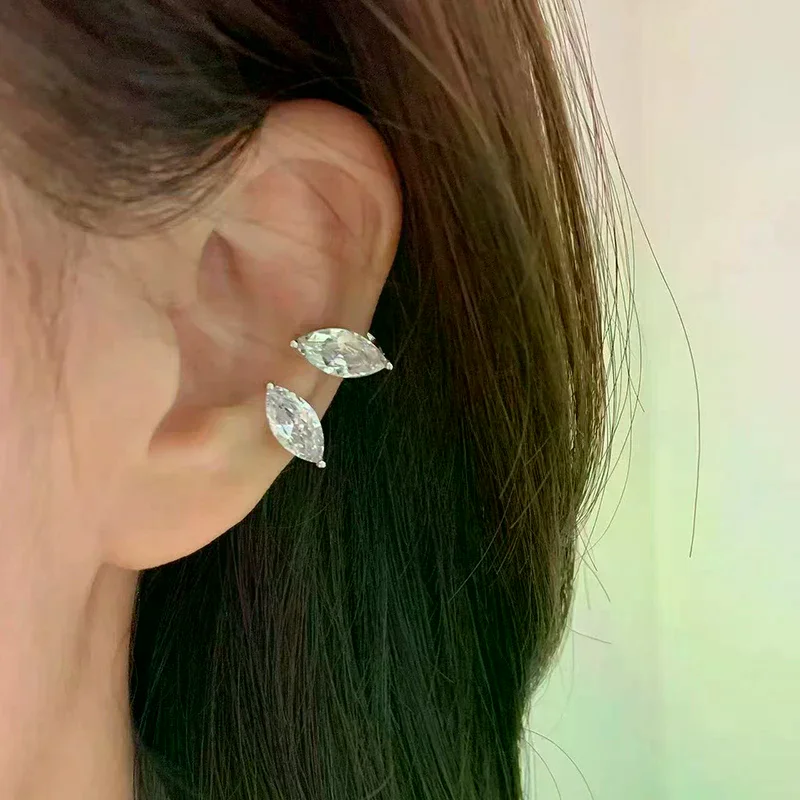 /HTF/Sparkling Zircon Ear Bone Clip For Women Without Piercing Tassel Ear Cuff Clip Earrings Wedding Jewelry