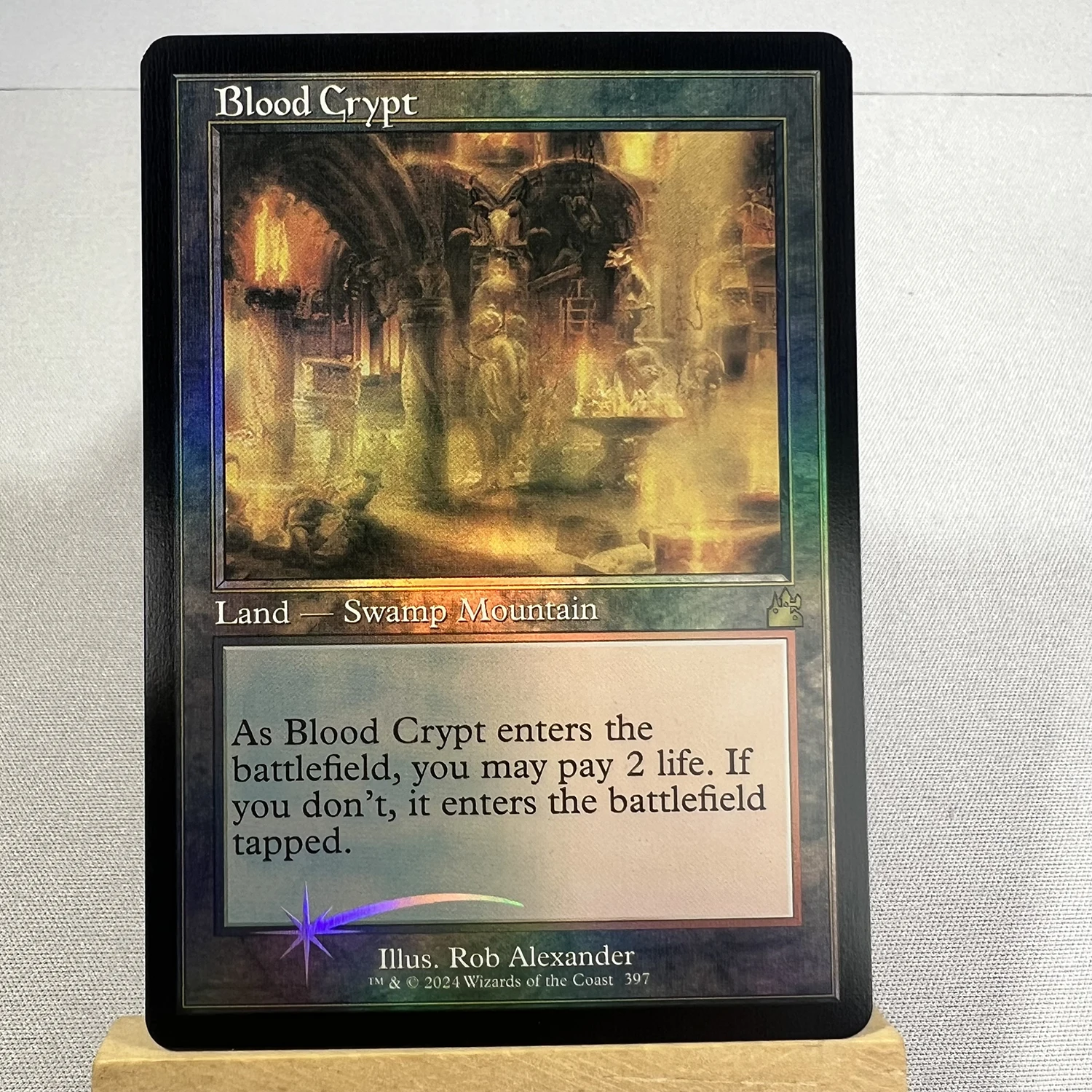 Custom Board Game SHOCK LANDS RVR Retro Frame/borderless Foil Blood Crypt Breeding Pool Steam Vents Watery Grave English Card